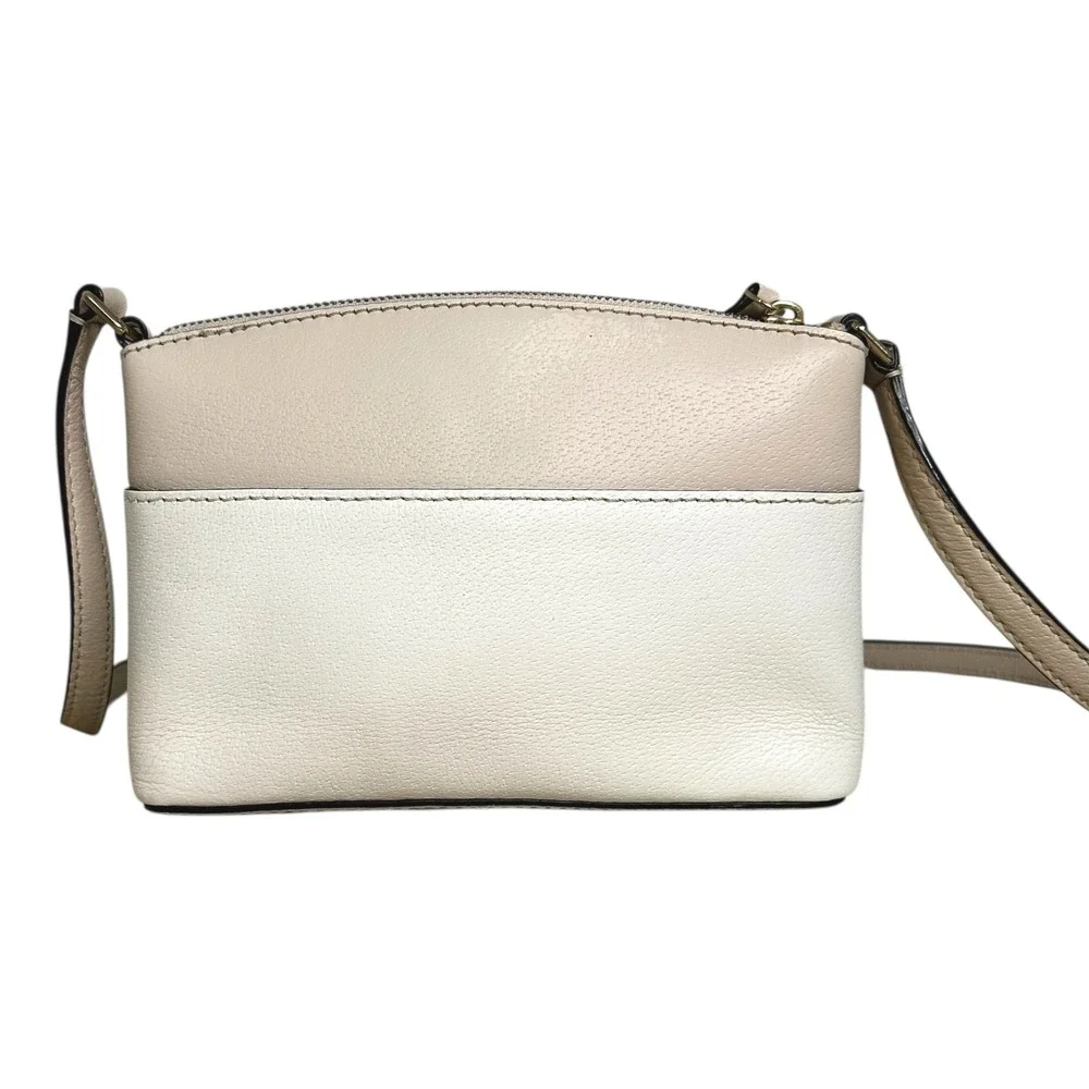 Kate Spade Millie Grove Street Leather Crossbody Bag Colorblock Beige &‎ Cream